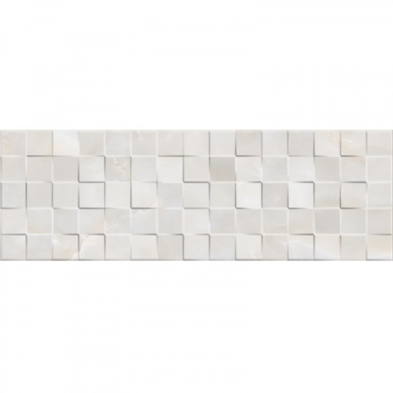 Tajmahal Decorado Cubik Onix K 25×75 Γυαλιστερό και ανάγλυφο πλακάκι λευκής μάζας με απομίμηση όνυχας